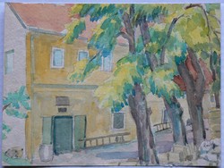 KASTALY ISTVÁN (1892-1991 ) "UTCARÉSZLET" 1970 KÖRÜL, FESTMÉNY, EREDETI!