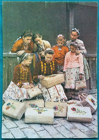 Tápéi népviselet, postatiszta képeslap, 1964