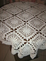 Beautiful antique off-white hand crocheted tablecloth