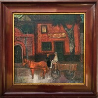 Sándor Kovács (1914 - ) street view restaurant c. Your painting with an original guarantee!