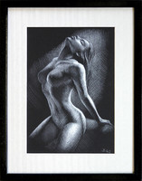 Attila Boros: Zsuzsanna - with frame 40x30 cm - artwork: 30x20cm - ba23/817