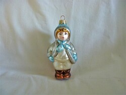 Retro style glass Christmas tree decoration - little boy in winter clothes!