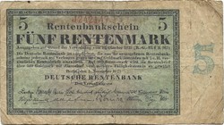 5 Rentenmark 1923 Germany 6 digit serial number very rare.