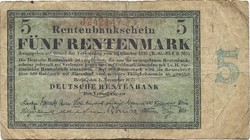 5 rentenmark 1923 Németország 6 jegyű sorszám nagyon ritka.