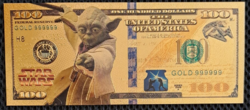 24 karátos aranyozott Star Wars Yoda 100 dolláros fantázia pénz
