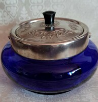 Cobalt blue glass sugar bowl (m3895)