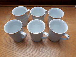 6 Breakfast mugs with smooth lines and gold stripes, new