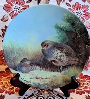 Fogoly madaras porcelán dísztányér, vadászos falitányér (L3931)