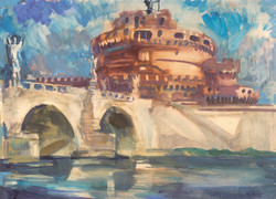 Id. Székács Zoltán festőművész (1921-1983) – Az Angyalvár Rómában c. festménye