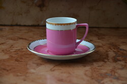Victoria art deco rózsaszín poreclán kávés csésze + alátét (hibátlan)