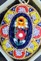 Dekoratív ékszer! Muránói üvegmozaik medál, függő