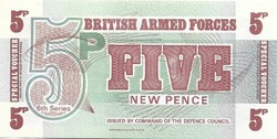 5 pence 1972 British Armed Force katonai Anglia UNC