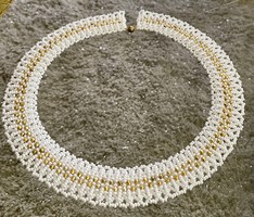 White gold color modern pearl collar laced necklace casual jewelry for wedding