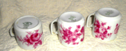 Hüttl 1 behozatali jelzés 3 db antik virág mintás porcelán  csésze-1000/ db