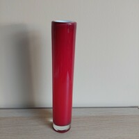 Modernist red and white glass tube vase