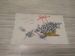 Antik Üdvözlő képeslap. Kézzel festett.
