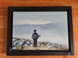 Theodor Kittelsen: Soria Moria c. eredeti jelzett porcelánfestmény pecséttel - norvég művész