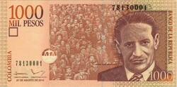 1000 peso pesos 2014 Kolumbia UNC
