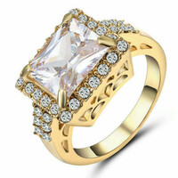10K töltött arany (GF), ródium bevonatos gyűrű, CZ kristályokkal (81) méret : 7/54