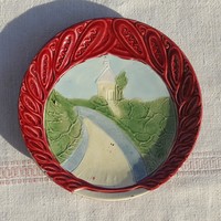 Art Nouveau majolica wall plate