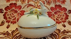 Nyuszis Herend porcelain egg bonbonierr, jewelry box, box (l3907)