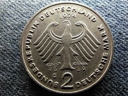 Németország 20 éves az NSZK Theodor Heuss 2 Márka 1974 G (id70490)