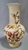Zsolnay kézzel festett orchideás porcelán váza