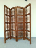 Antique screen carved hardwood room divider with many dolls 994 7702