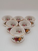 Cottage rose porcelain napkin rings, 6 in one