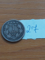 Hungarian royal bill 1 krajcár 1868 k.B 27.