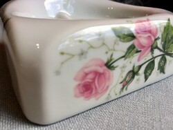 Vintage porcelain soap dish + plaque inscription (French)