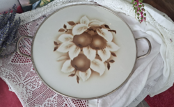 English ceramic tray with metal rim and handle