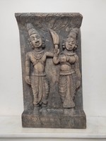 Antik indiai faragott fa épület dísz Gujarat? India hindu isten motívum 524 7551