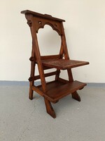 Antik térdeplő imaszék ima szék keményfa faragott keresztény bútor 992 7701