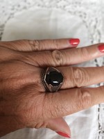 Eladó régi kézműves ezüst gyűrű ónix kővel, 60-as méret!