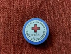 Svéd Királyi Vöröskereszt zománcgomb 1940-es évek