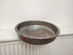 Antique Arabic cuisine couscous eating bowl tinned hammered copper Morocco 607 7607