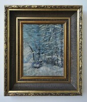 László Mednyánszky(1852-1919)?: Winter forest. Oil painting.