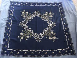 Dark blue embroidered tablecloth