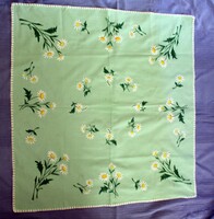 Green embroidered tablecloth