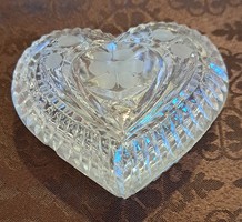Szív alakú üveg szelence, dobozka (M3904)