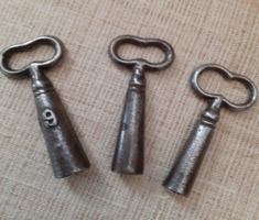 3 pcs. Antique wrought iron railroad keys in one...