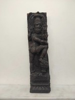 Antik indiai faragott fa épület dísz Gujarat? India hindu Visnu isten motívum 603 7567