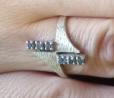 Modern Jelzett Ezüst  Kék Köves Gyűrű