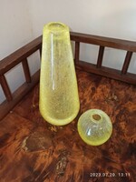 Karcagi sárga színű fátyol üveg váza pár egyben eladó