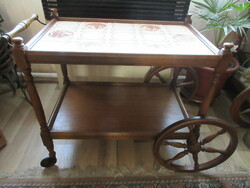 Old wooden cart with tile inserts..Negotiable!