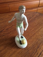 Porcelain soccer player boy from Hollóháza