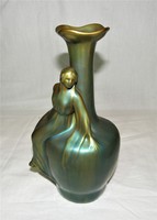 Zsolnay eozin vase in the shape of a woman - 24 cm
