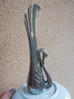 Silver-plated swan metal vase 18 cm
