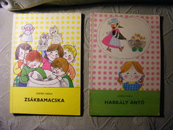 Mária Szepes 2 polka dot nursery books: mother woodpecker + bag cat 1983
